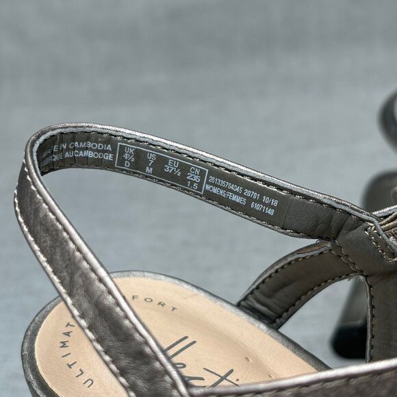 Clarks Collection Adriel Wavy Pewter Silver Leather Heels Sling Back Strappy 7 - Picture 9 of 11